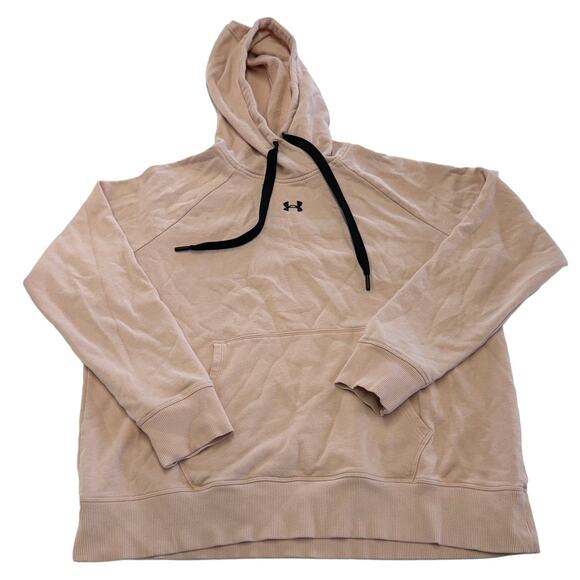 Under Armour Hoodie‎ Womens Large Pink Loose Knit Rival Fleece Sweater - Picture 2 of 10